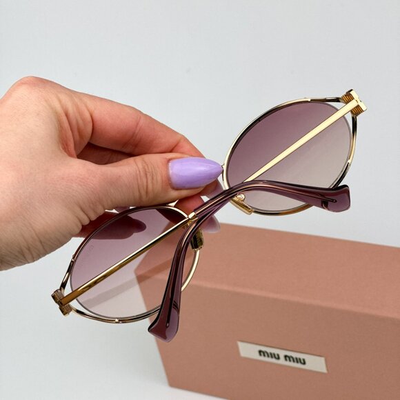 Miu Miu MU52YS 5AK06S BRAND NEW Sunglasses Gold Brown Gradient Violet Unisex main image 7